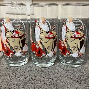 🎄 Norman Rockwell Christmas Glasses – Set of 3 Vintage Coca-Cola Collectibles